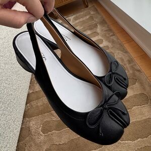 WoodchuckSato Black Leather Slingback Tabi